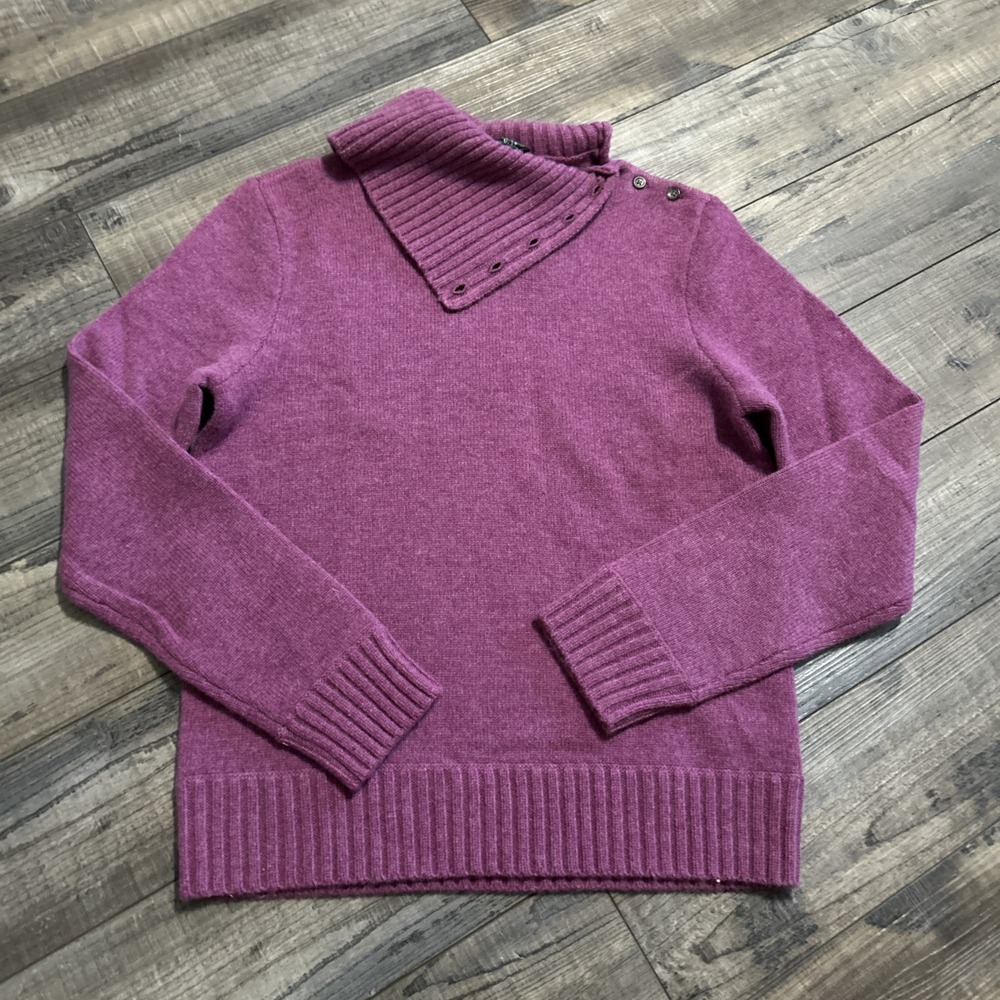 Vtg Lauren Ralph Lauren Cashmere Wool Blend Turtleneck Sweater Womens M Magenta‎